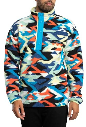 Columbia Men's Helvetia Ii Printed Half Snap Fleece Sportswear, Compass Blue Reflections, L