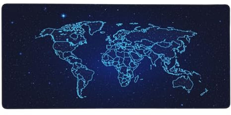 Tapis sous Main Bureau Bleu,Tapis de Souris Carte du Monde XXL 1200x600x3 mm,Tapis de Souris Gamer Bords Surpiqués,Tapis de Bureau avec Base Anti-Dérapage,Mouse Pad Imperméable Lavable,Cadeaux-X171