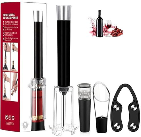 4-teiliges Set Mit Druckluftflaschenöffner Weinflaschenöffner Mit Druckluft Weinöffner Flaschenöffner Mit Luft Korkenzieher Wein Manueller Luftdruck (1 Stück,1)