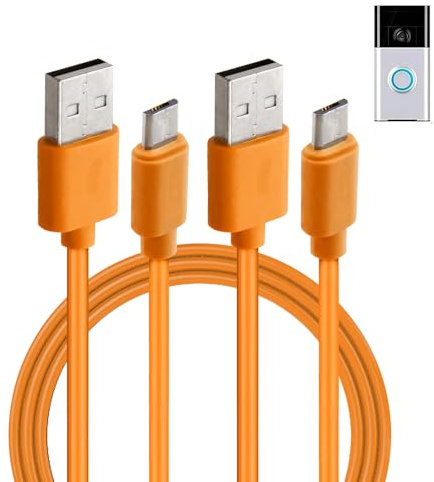 2Pcs Replacement for Kindle 2007-2018 Charger Cable Power Cord USB Mirco Wire Compatible with Paperwhite Fire Oasis Ring Enabled Video Doorbell 2/3/3 Plus/4 and Camera Spotlight Battery 50Cm (Orange)