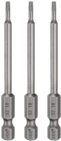 sourcing map 3pcs T8 Torx Head Screwdriver Bit 1/4 Hex Shank 3 (75mm) Long Magnetic No Hole Tip Tamper Proof 6 Point Star Screw Driver Drill Bits S2 Steel Industrial Power Screwdrivers