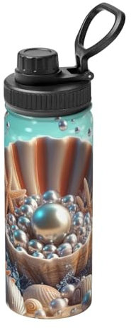 Shells And Pearls Underwater Wonders Water Bottles For Women Men, Sports Insulated Stainless Steel Thermal Leakproof Water Bottle For Gym Outdoor Work