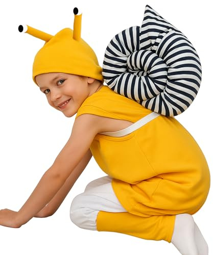 Krause & Sohn Schnecken Kostüm Fine mit Schneckenhaus für Kinder Gr. 116-140 Gelb Tier Fasching Karneval (140)