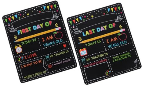 WEKADRIN 2 Stücke Doppelseitige Schultafel für Ersten Schultag Wiederverwendbare Kreidetafel für Kindergarten und Grundschule für Diy Erinnerungen und Lehrer Tag Deko