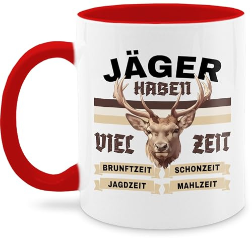 Tasse Tassen 325ml - Jäger haben viel Zeit I Jagen Geschenk Jagd Geschenk Jägerprüfung I Weihnachtsgeschenke Jäger Geschenke Geburtstag I Lustige Jägergeschenke Jagdmotiv - 325 ml - Rot - für