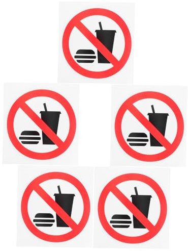 Segnaletica di Divieto Alimentare 5 Pezzi in Pvc per Ambienti