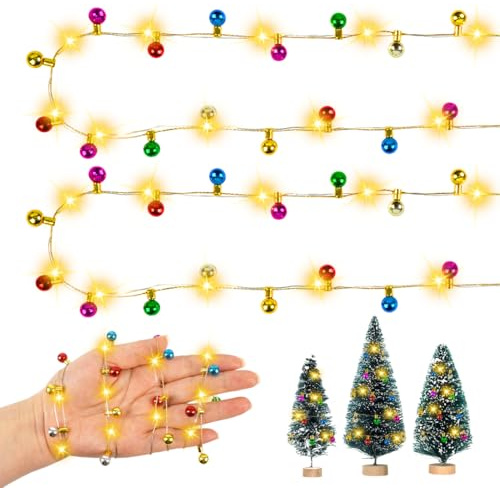 200cm Wichtel Lichterkette Miniatur, Wichtel Zubehör Weihnachten, puppenhaus zubehör Möbel, Wichtelhaus mini Lichterkette, Wichtelzubehör Weihnachtsdeko für Kinder Geschenk（Warme Glühbirne）