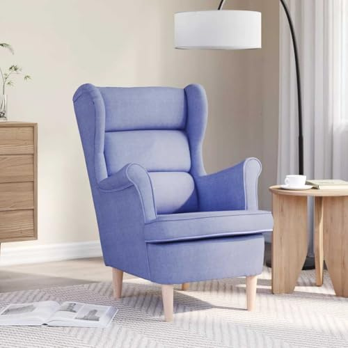 QZZCED Jeans-Sessel aus Stoff, Blau, bequemer Sessel mit Hocker für Wohnzimmer und Büro, langlebiges Material und ergonomische Halterung, 74 x 84 x 100 cm