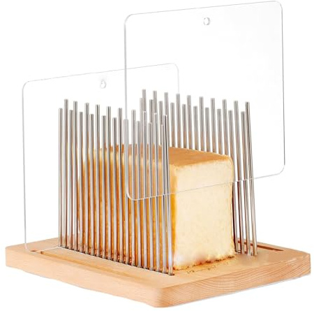 Trancheuse à pain manuelle, guide réglable en acier inoxydable, trancheuse compacte pliable pour pain fait maison, socle en bois
