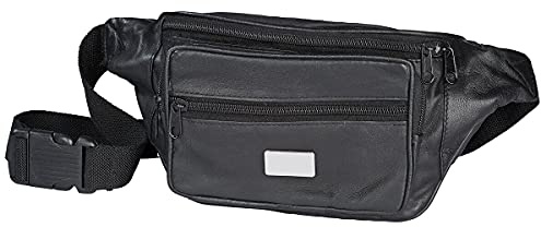 Bauchtasche / Hüfttasche / Gürteltasche Lamm Nappa Leder - Stylish und Trendy (schwarz) für Damen und Herren - Wandern Outdoor Festival