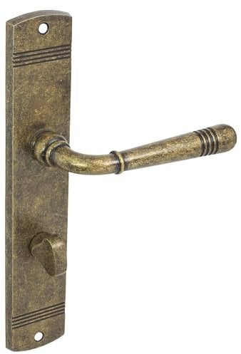 domino Türgriff 78 Drückergarnitur WC - Badezimmer Set Links & Rechts Türbeschlag für WC/Badezimmertüren L-Form Türklinke aus Znal Bronze Antik Türdrückergarnitur LOFT M75