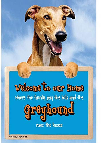 Faithful Friends 3D GREYHOUND DOG WELCOME SIGN STUNNING EYE CATCHING 23CM X 15CM DURABLE SIGN