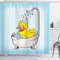 ABAKUHAUS Ente Duschvorhang, Karikatur-Maskottchen in der Badewanne, Stoffliches Gewebe Badezimmerdekorationsset mit Haken, 175 x 200 cm, Blau Gelb