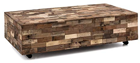 Woodkings® Couchtisch Kavali groß 150x75 mit Rollen Altholz Unikat rustikal Holztisch Sofatisch Echtholz massiv Wohnzimmer Möbel Tisch