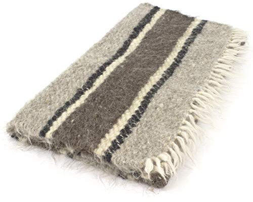 Vehi Mercatus Handgewebte Wolldecke (hell gestreift, 70 x 150 cm)