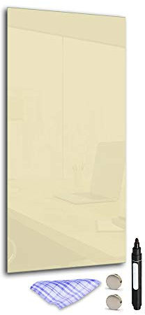 DekoGlas Magnettafel Pinnwand Magnetisch Magnetwand Aus Glas 120 x 60 cm Memoboard Mit Stift Tuch Magnet Tafel Beschreibbar Trocken Abwischbar Kratzfest Stoßfest Beige