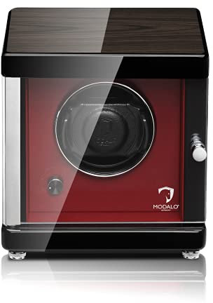 MODALO Uhrenbeweger (Watch Winder) Ambiente MV4 für 1 Uhr Rotes Makassar-Holz Design…