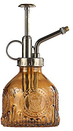 ZIUHEOA Plant Mister Glass Watering Spray Bottle 6.4 Tall Watering Can Retro High-Atomization Nozzle Sealed Leak-Proof,for Garden Plants Flower (Brown)