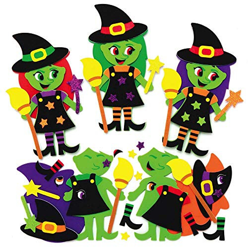 Baker Ross AX219 Halloween Hexen Mix & Match Deko Magnete Bastelset für Kinder - 8 Stück, Saisonale Kreativsets und Bastelbedarf zum Basteln und Dekorieren zur Winterzeit, Mittel
