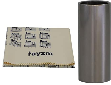 Rayzm Paño de limpieza para diapositivas de guitarra y acordes de guitarra de acero inoxidable, 6 * 2,1 cm (L * ID) Diapositiva de cuerda de guitarra con nudillo de dedo