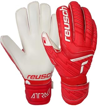 Reusch Guanti da portiere bambini | Protezione delle dita | Ottima presa | traspirante, per allenamenti e partite, per erba sintetica ed erba naturale, Taglia 3,5-8, Attrakt Grip Finger Support Junior
