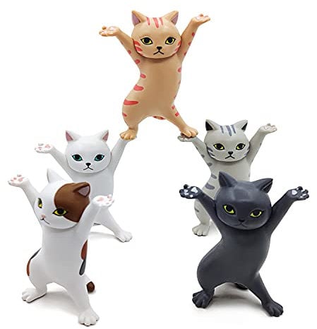 POTFGUI Dancing Cats Stiftehalter, kreativer Sarg-Tänzer für Schreibtisch oder Heimdekoration, 5 Stück, Bunt, Schwarz