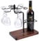 Porte-Verres à vin avec Porte-Bouteilles à vin, Porte-Verres à vin en métal et Bois Massif, sur Pied, pour 1 Bouteille 6 Verres à vin, Support à vin décoration Cadeau Anniversaire Amateur de vin Noël