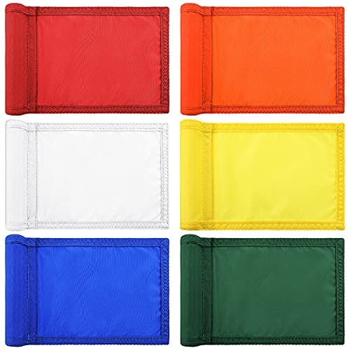 Oudain 6 Pcs Golf Target Flag with Tube Inserted Waterproof Putting Golf Flags 420D Nylon Mini Pin for Yard Indoor Outdoor Backyard Garden Portable, 8 x 6 Inch(Bright Color)