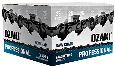 OZAKI - Rouleau De Chaîne De Tronçonneuse Semi-Carrée - 3/8 LP .050 (1,3mm) - Longueur 25 Pieds (1640 Entraineurs) - Matériau Robuste