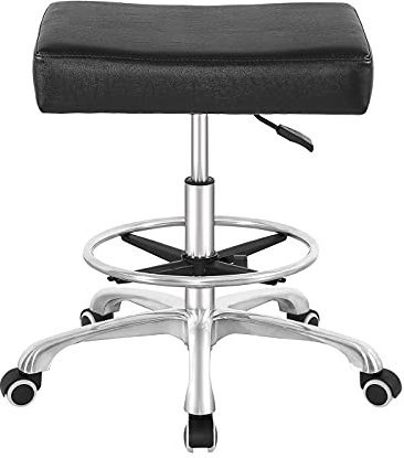 Nazalus Drehhocker mit Rollen, höhenverstellbar, strapazierfähig, für Büro, Zuhause, Schreibtisch, Theke, Salon, Schwarz (Schwarz, mit Fußstütze)