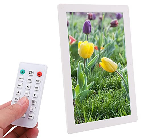 17 Zoll Digitaler Bilderrahmen, 1440 × 900 Hochauflösend Elektronischer Bilderrahmen Fotorahmen mit Fernbedienung IPS Display Foto/Musik/Video/Kalender/Wecker Unterstützt USB-und SD-Karte(white)