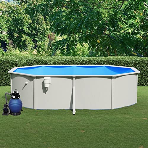 Gecheer Piscina con Pompa Filtro a Sabbia, Piscina Fuori Terra 490x360x120 cm