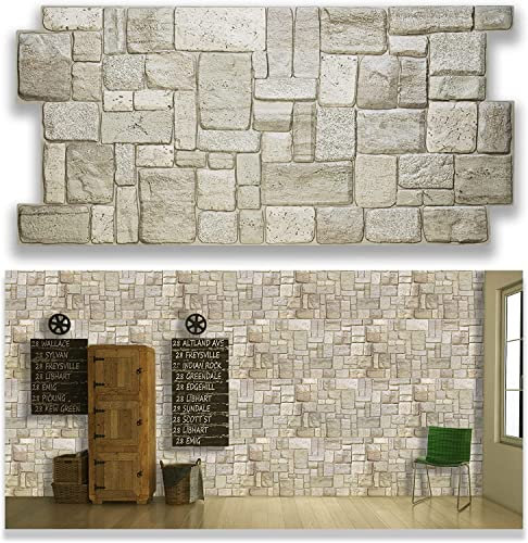 Grace Baltic - Panneaux muraux 3D pour décoration murale intérieure, non adhésifs, fins et élastiques, en PVC (5, Calcaire Clair)