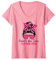 Femme Cancer du Sein Octobre Rose Ruban Papillon Femme T-Shirt avec Col en V
