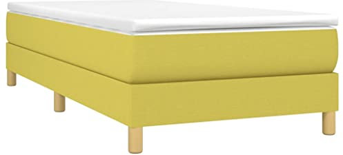 vidaXL Bettgestell, Polsterbett Bett für Schlafzimmer, Bettrahmen mit Lattenrost, Schlafzimmerbett Einzelbett, Grün 100x200cm Stoff