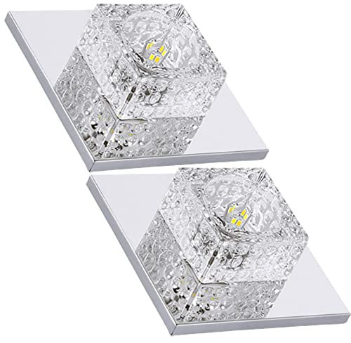 FAZRPIP 2er-Pack Kristall-LED-Downlights Baffle Trim 5W Bunte LED-Einbau-Deckenleuchte Eingebettete LED-Flächenleuchte Quadratische LED-Einbaubeleuchtung Schnittlochgröße: 50–90 mm