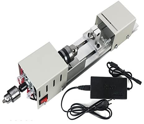 PAKLIF Mini Tour à Bois Machine Bricolage Travail du Bois Miniature Bouddha Perle Tour meulage Perles de Polissage perceuse à Bois Outil Rotatif 12-24VDC