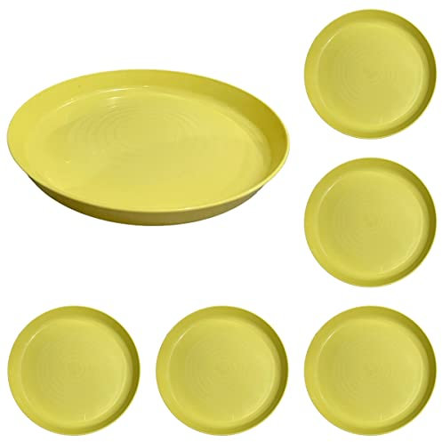 Caribou Living Kalas Lot de 6 assiettes réutilisables en plastique Jaune 19 x 2 cm