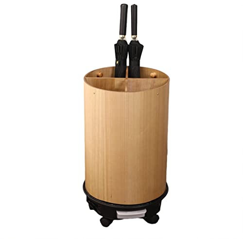 Schirmständer Schirmhalter Aus Holz mit Rollen, Schirmständer Aus Nussbaum/Eiche für Den Innenbereich, Dekor Freistehender Regenschirmorganisator, Schirmständer, Korbgeflecht (Color : Oak)