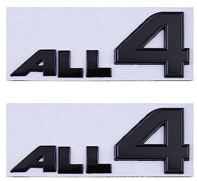 2 adesivi per badge auto con emblema ALL4, di ricambio per logo auto moto (nero)