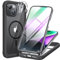 Miracase Magnetic Case for iPhone 15 Case 6.1-Inch, Full Body Bumper Clear Back Cover Compatible with MagSafe and Built-in 9H Tempered Glass Screen Protector + Camera Lens Protector (Black)