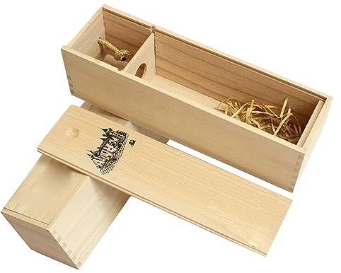 Qcwwy Single Bottle Wooden Wine Box, Vintage Wooden Wine Liquor Bottle Box Wine Accessory Single Wine Bottle Wood Storage Gift Box for Wedding Anniversary