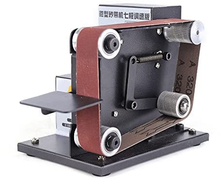 ERICAT Electric Belt-Sander Polishing-Grinding Sharpener-96W Adjustable 7-Speed DIY Power Sanding Machine Edges Mini Bench Belt Grinder Kit with10Pcs Sanding Belts for Knife Making, Woodworking/2292