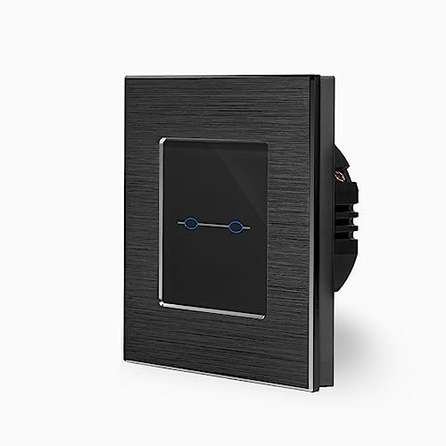 Luxus-Time Funk Lichtschalter im Glasrahmen Aluminiumrahmen Smart Home Schalter Untzerputz Einbau Dosen fernsteuerung Gwen Bedienschalter (Lux 2-facher Funk Lichtschalter 702R, Schwarz-Aluminium)