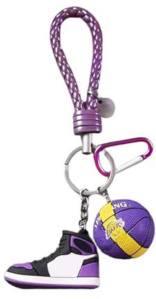 Porte Clés de Chaussures de Sport, 3D Porte Clés Pendentif Chaussures de Basket-ball, Porte-clés Sneaker pour Voitures Sacs à Dos Maison Bureau, Amateurs de basketball Cadeaux -B