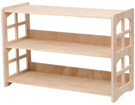 FDHUIJIA Montessori Bookshelf Toy Shelf Kids Storage Organizer for Toys Book Shelves for Kids Room Sturdy and Safe Toddler Wood Classroom Furniture Bookcases (3Tier)