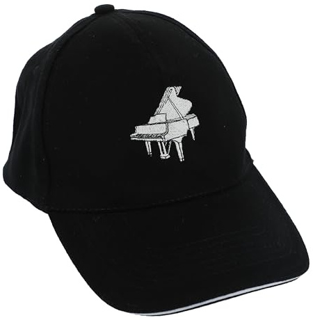 Musikboutique Baseball-Cap mit eingestickten Instrumenten, schwarz, Baumwolle (Piano)