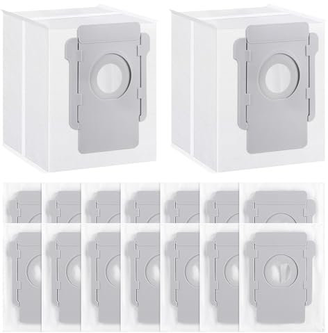AMZJMT Paquete de 16 bolsas de aspiradora para iRobot Roomba i7/i7+ i7 Plus/i3+/i3 Plus /i4+/i6+/ i6 Plus /i8 18+/j7 j7+/s9, s9+ s9 Plus, adecuadas para bolsas de aspiradora de repuesto irobot Roomba
