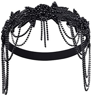 Duriya Damen 1920s Stirnband 20er Jahre Accessoires Kopfschmuck Gatsby Kostüm Accessoires Damen Flapper Feder Vintage Haarband Charleston für Karneval Fasching Art Deco Kostüm