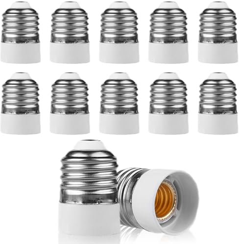 12 adattatori da E27 a E14: attacco E14, adattatore da E27 a E14, attacco E14, adattatore da E27 a E14, adattatore da E27 a E14, adattatore per attacco per lampadine, lampadine a LED e lampade CFL
